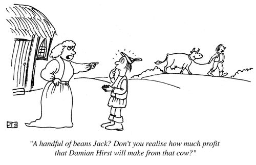 'A handful of beans, Jack? Don't you realise how much profit that Damian Hirst will make from that cow?'