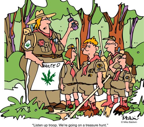 'Listen up troop. We're going on a treasure hunt.'