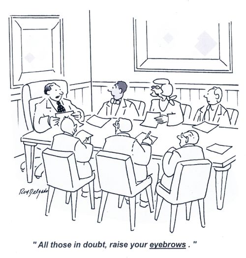 'All those in doubt, raise your eyebrows.'