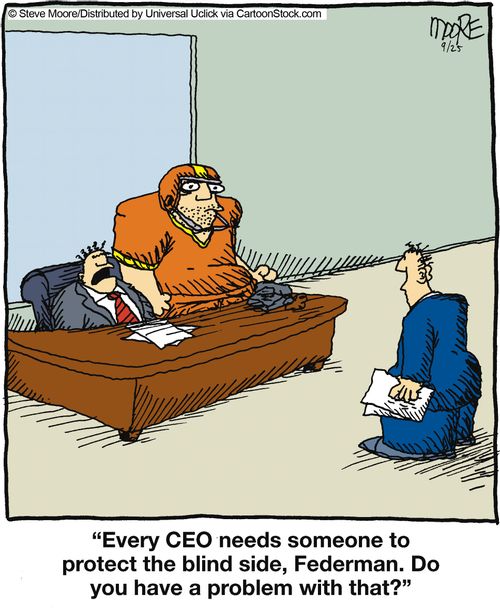 'Every CEO needs someone to protect the blind side, Federman. Do you have a problem with that?'