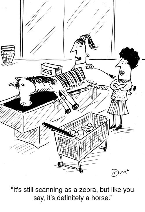 'It's still scanning as a zebra but like you say, it's definitely a horse.'
