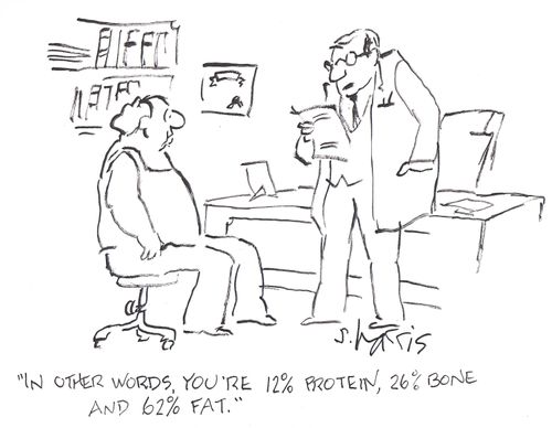'IN other words, you're 12% protein, 26% bone and 62% fat.'