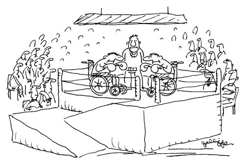 Disabled boxers in ring with ramps.