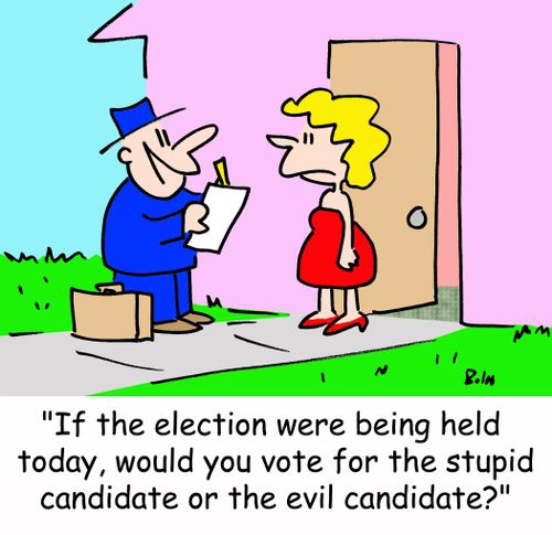 'If the election were being held today, would you vote for the stupid candidate or the evil candidate?'