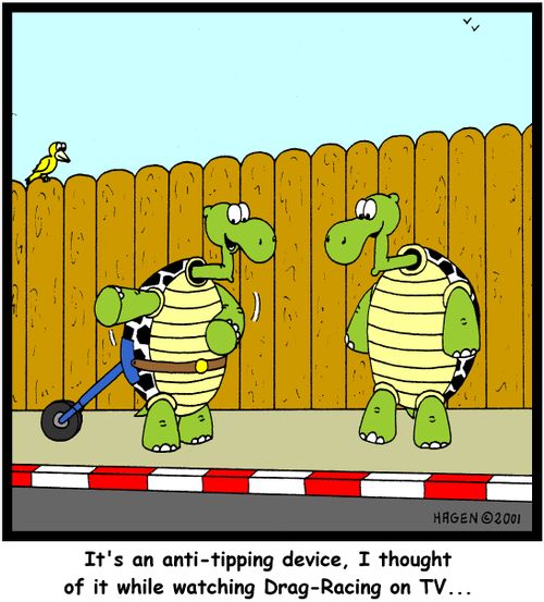 It's an anti-tipping device, I thought of it while watching Drag-Racing on TV...