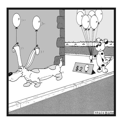 Dogs With Balloons Tied to Ears