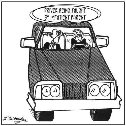 Driver being taught by impatient parent