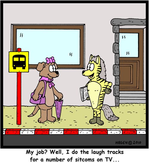 'My job? Well, I do the laugh tracks for a number of sitcoms on TV...'