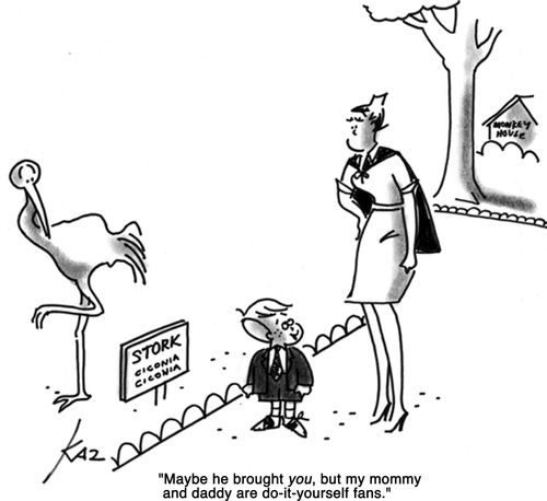 'Maybe he brought you, but my mommy and daddy are do-it-yourself fans.'