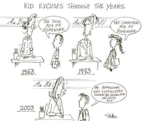 Excuses through the years. 