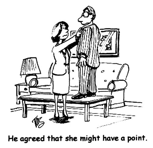 'He agreed that she might have a point.'