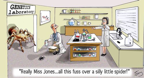 "Really Miss Jones...all this fuss over a silly little spider!"