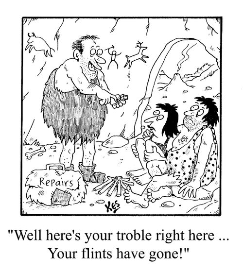 "Well here's your trouble right here...Your flints have gone."