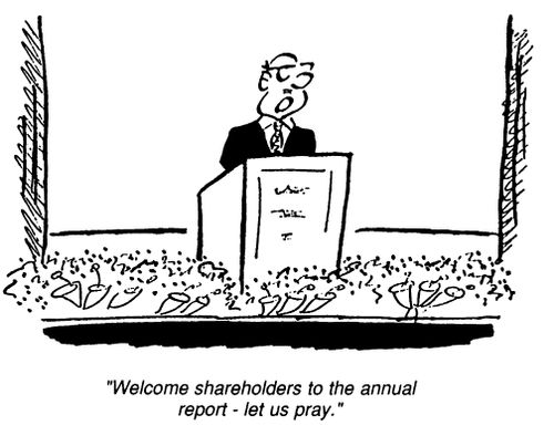 "Welcome shareholders to the annual report - let us pray."