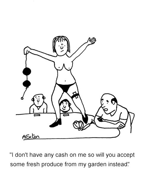 'I don't have any cash on me so will you accept some fresh produce from my garden instead.'