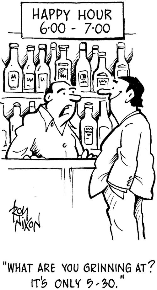 'What are you grinning at? It's only 5.30.'