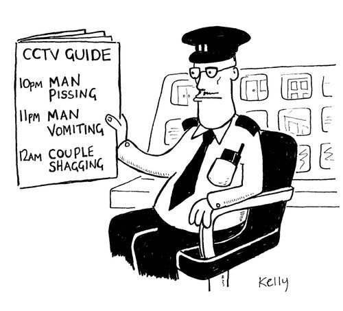 Security guard reading CCTV gide.
