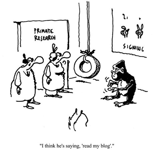 'I think he's saying, 'read my blog'.'