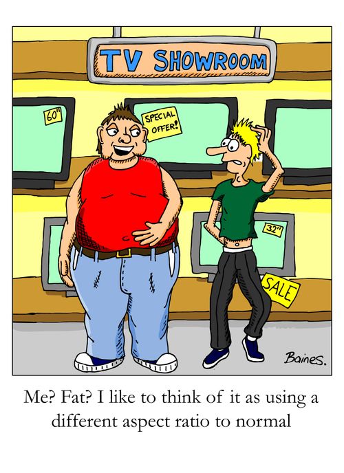 'Me? Fat? I like to think of it as using a different aspect ratio to normal'