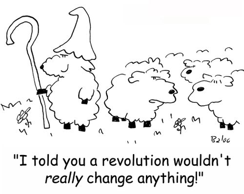'I told you a revolution wouldn't really change anything!'