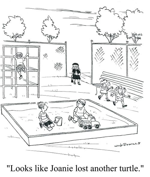 'Looks like Joanie lost another turtle.'