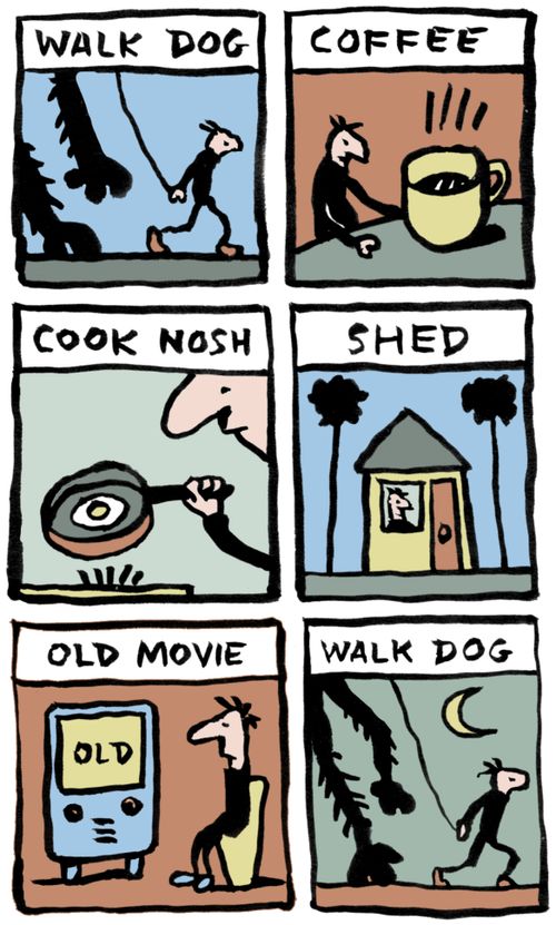 A day in the life, summed up in 6 frames.