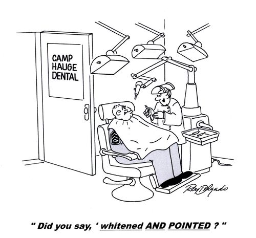 'Did you say, 'Whitened and pointed'?'