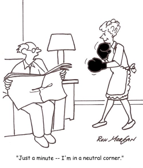 'Just a minute -- I'm in a neutral corner.'