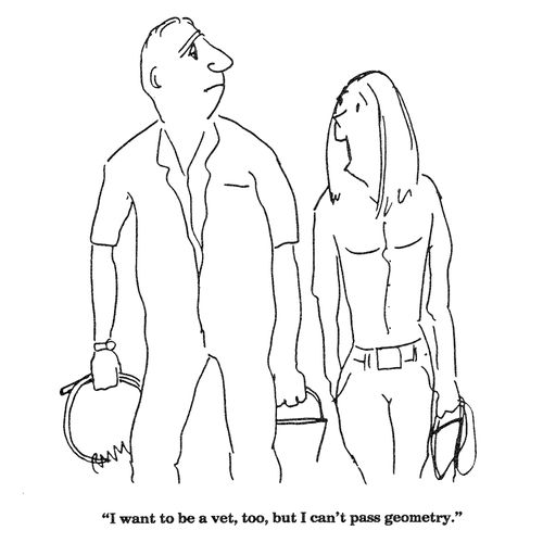 'I want to be a vet, too, but I can't pass geometry.'
