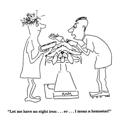 'Let me have an eight iron...er...mean a hemostat!'