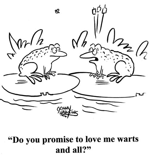 Frog to frog: 'Do you promise to love me warts and all?'