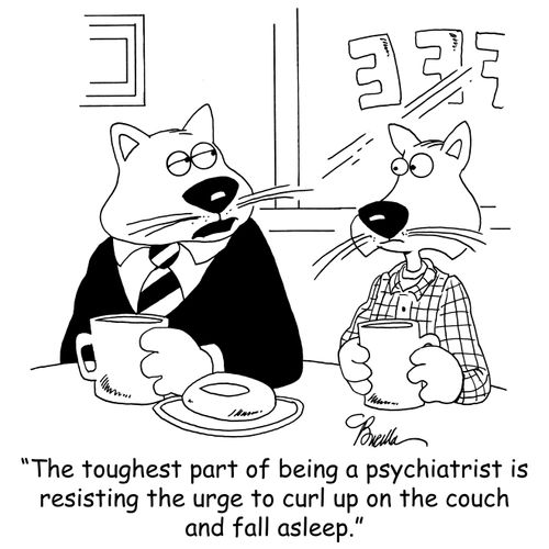 'The toughest part of being a psychiatrist is resisting the urge to curl up on the couch and fall asleep.'