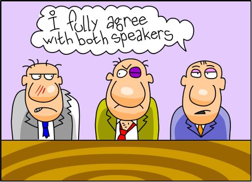 'I fully agree with both speakers.'