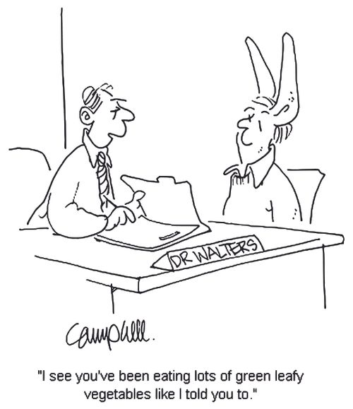 'I see you've been eating lots of green leafy vegetables like I told you to.'