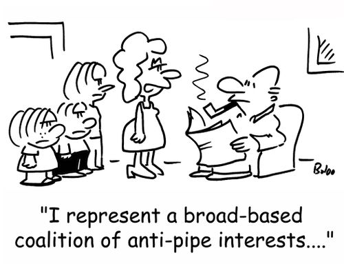 'I represent a broad-based coalition of anti-pipe interests....'