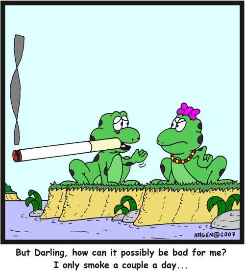 'But Darling, how can it possibly be bad for me? I only smoke a couple a day...'