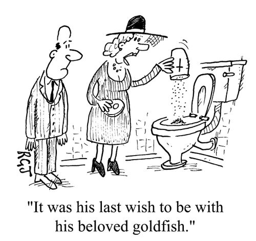 It was his last wish, to be with his beloved goldfish