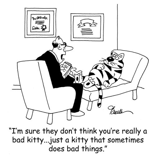 'I'm sure they don't think you're really a bad kitty...just a kitty that sometimes does bad things.'