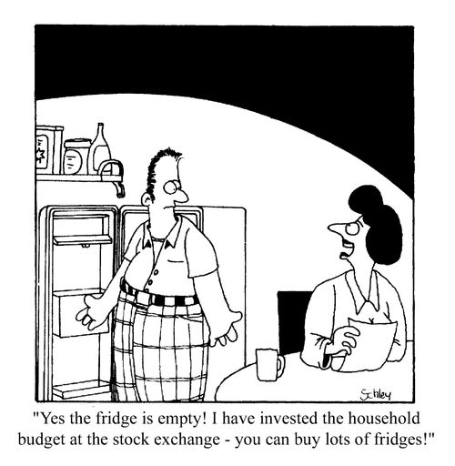Yes, the fridge is empty! I have invested the housekeeping at the stockmarket. Now you can buy lots of new fridges!