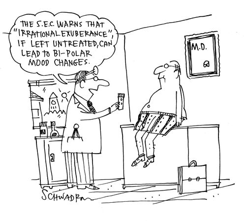 'The S.E.C warns that irrational exuberance, if left untreated can lead to bi polar mood changes.'