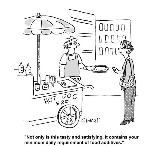 'Not only is this tasty and satisfying, it contains your minimum daily requirement of food additives.'