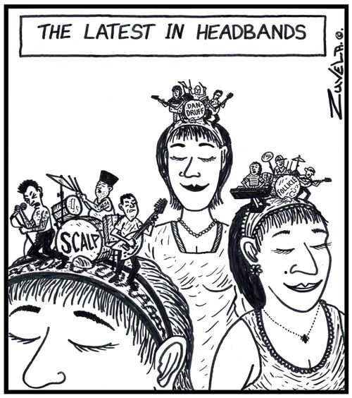 The latest in headbands rock and pop bands on top of headbands worn by models