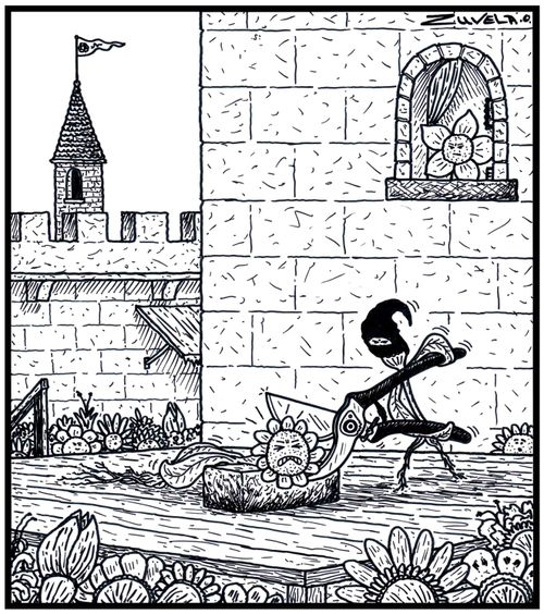 A Flower is about to executed by Secateurs