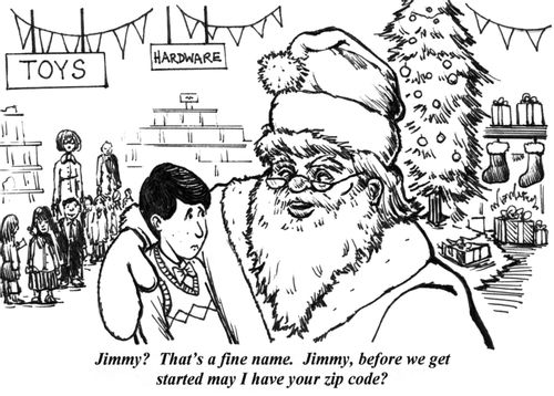 'Jimmy? That's a fine name. Jimmy, before we get started may I have your zip code?'