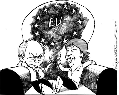Herman Van Rompuy and Catherine Ashton celebrates their victory.