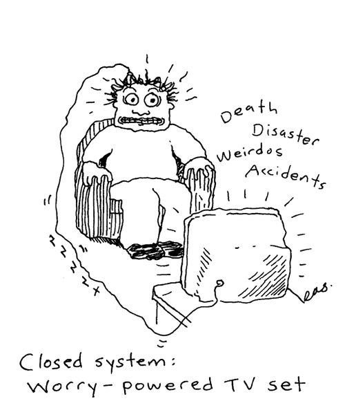 Closed system: Worry-powered TV set.