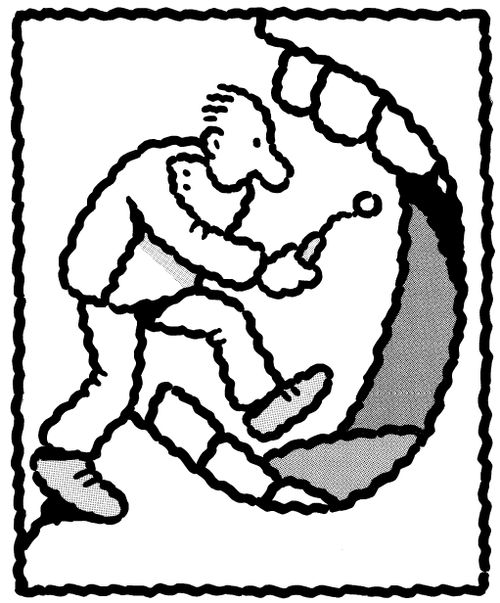 Dentist climbing into a mouth.