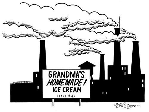 "Grandma's homemade ice cream" polluting factory
