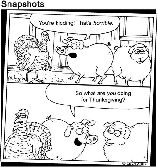 "You're kidding! That's horrible. So what are you doing for Thanksgiving?"