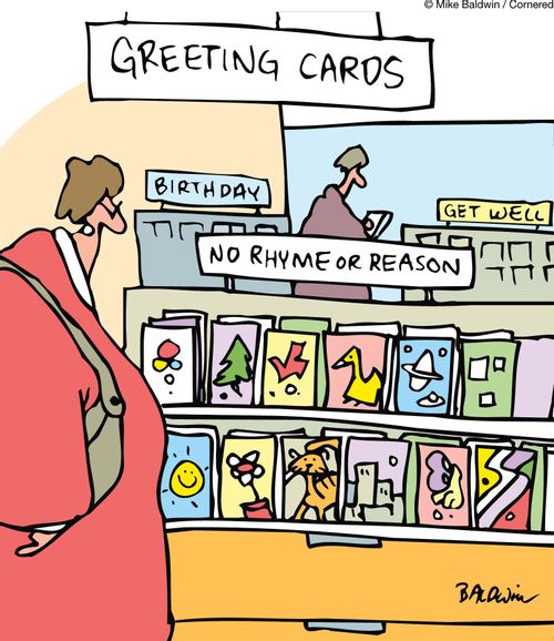 Greeting Card Shop: No Rhyme or Reason Cards.